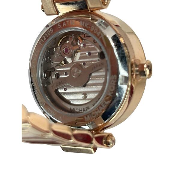 Michael Kors Parker Mother Of Pearl Watch Rose Gold Tone Stainless Steel Crystal - Picture 6 of 16